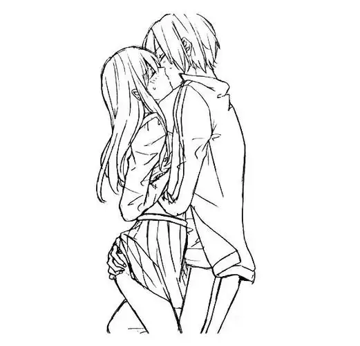 动漫人物情侣简笔画的画法图片