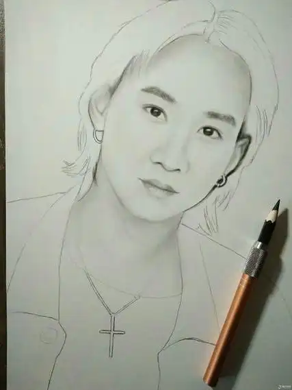 黄家驹简笔画卡通