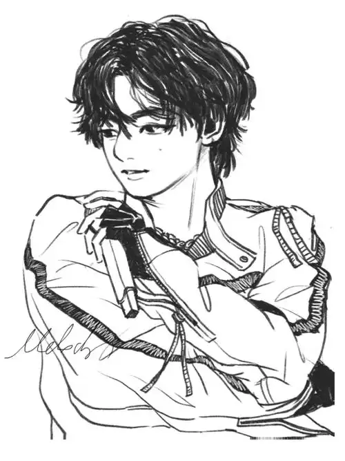 金泰亨舞台泰yyds78画了一张新鲜的线稿