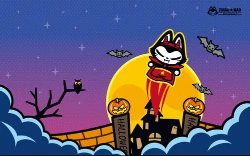 卡通拽拽猫万圣节节日主题系列桌面壁纸高清(1)