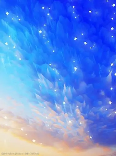 梦幻3d星空夕阳天空蓝色背景