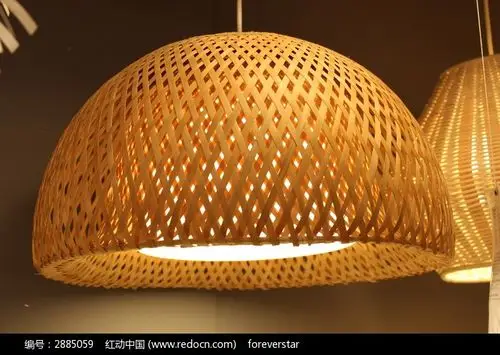 半圆形竹编灯罩