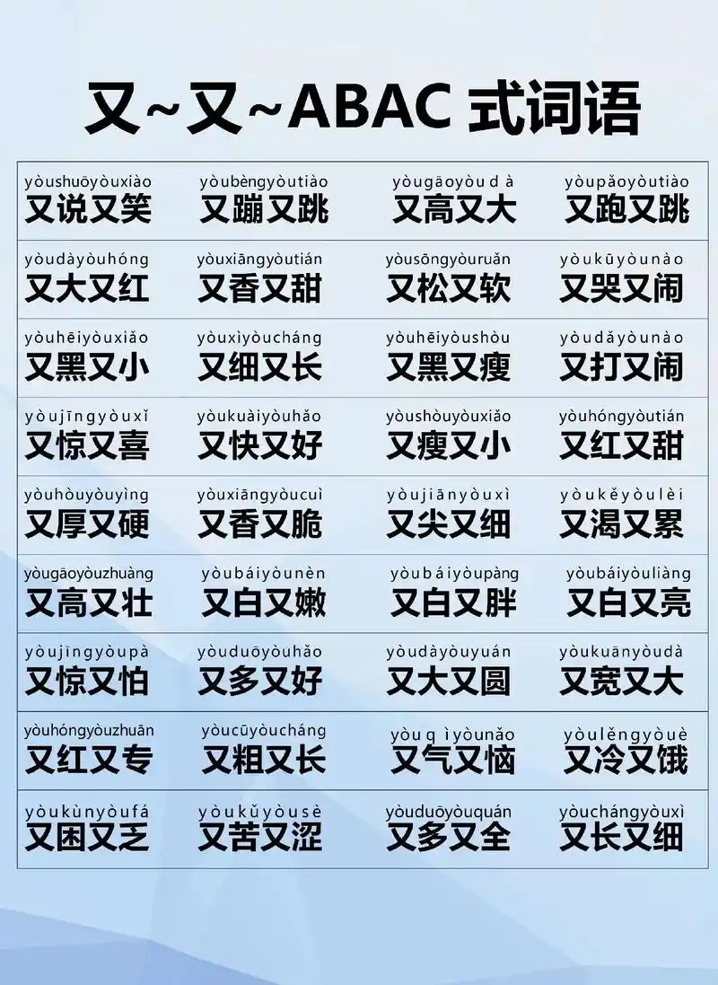 一二年叠词积累.abac式词语,又～又～词语及应用#词语积累 - 抖音