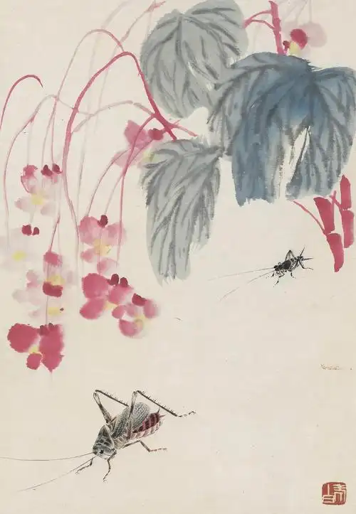 0006国画素材齐白石虫草册页20开06真迹扫描大图超高清书画图片下载