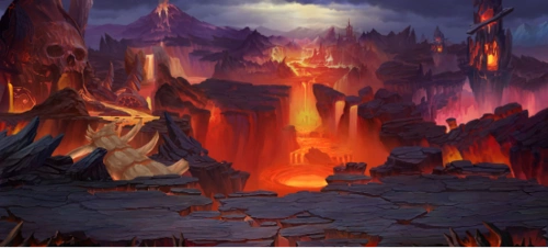 精美的火山场景原画设计效果图片