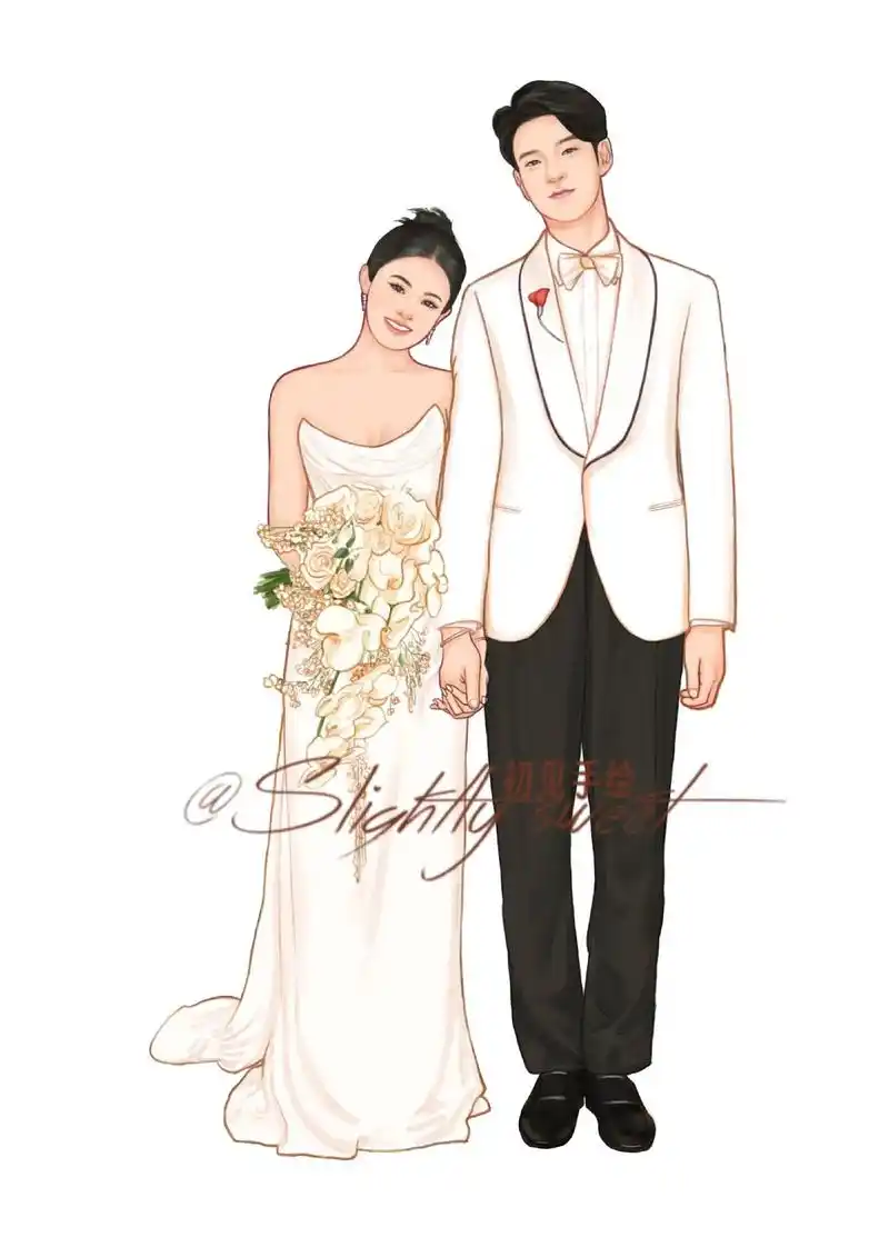 procreate绘画 #备婚日常 #情侣头像 #每日一画#手绘婚纱#手绘约稿