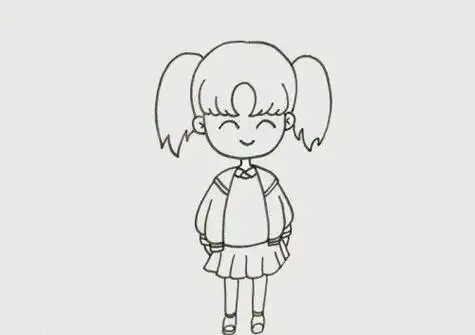 彩色穿校服的小女孩简笔画怎么画 最简单的穿校服的小女孩简笔画教程