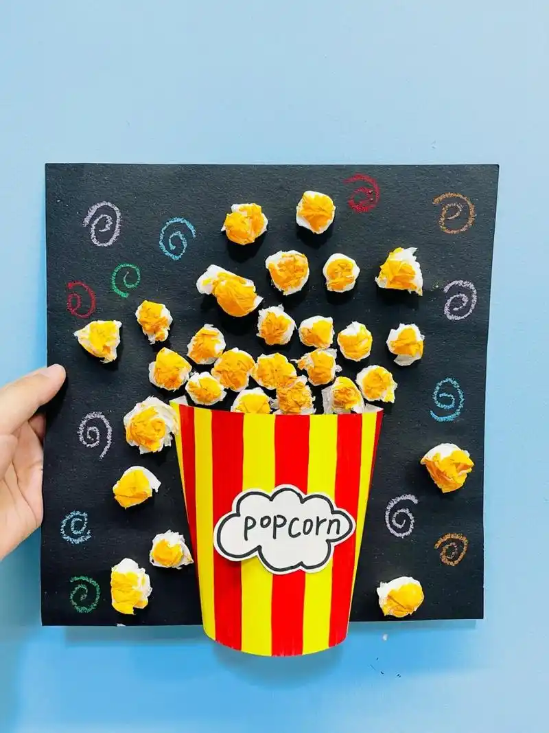 969696儿童创意美术:小班「爆米花」 材料:面纸77卡纸77