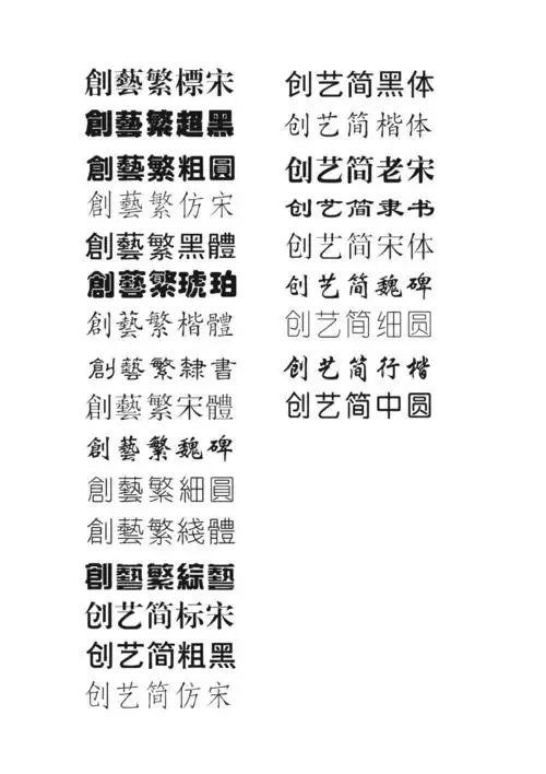 各种字体字样