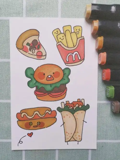 简笔画来点高热量的食物吧简笔画上色马克笔画个简笔画文化