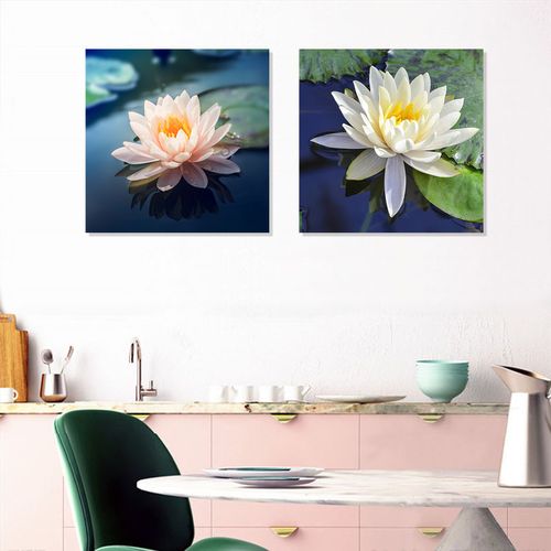 荷花莲花装饰画现代简约无框壁画餐厅卧室床头挂画走廊过道墙面画