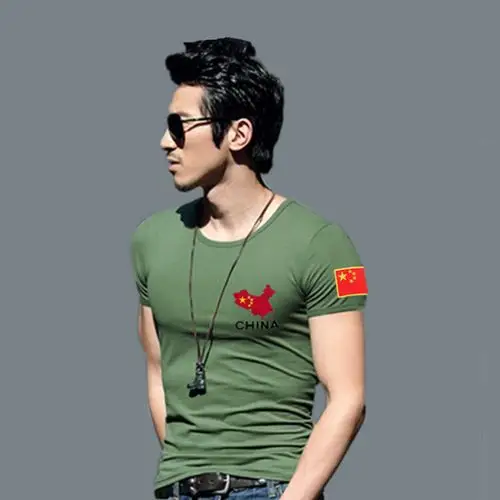 2018夏季刺绣特种兵t恤中国短袖男军装紧身军迷服部队军装t恤yjh 地图