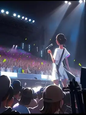 卡通插画歌手吉他手演唱会