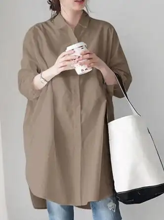 榄橙大码女装胖mm文艺时尚大码长袖衬衫女春夏宽松休闲显瘦衬衣胖mm