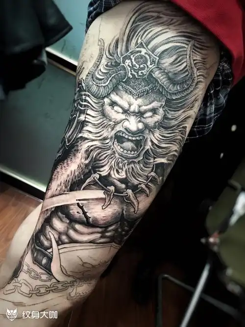 战神～蚩尤_腿部新传统纹身图案大全 - 纹身大咖