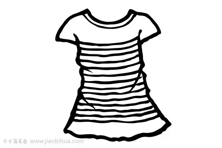 简单条纹t恤简笔画