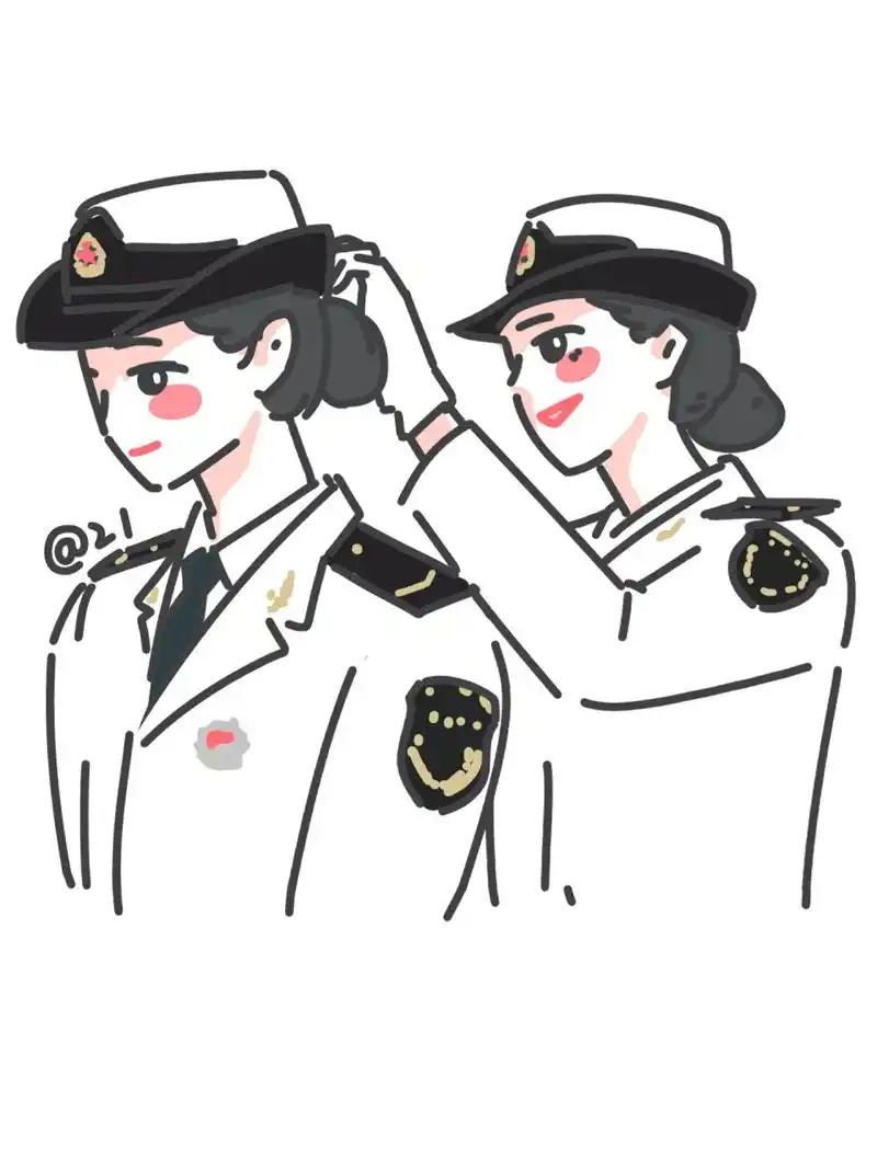 是我日思夜想的军装呀 简笔风女兵姐姐头像插画更