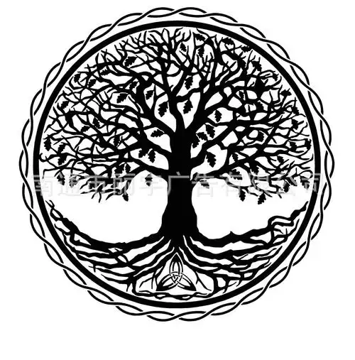 瑜伽树 圆形树图案自粘可移除pvc 墙贴 贴纸装饰贴 装饰瑜伽馆