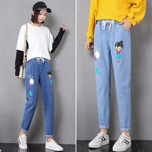 少女九分牛仔裤女大青少年春秋秋装宽松15岁初中生牛仔裤