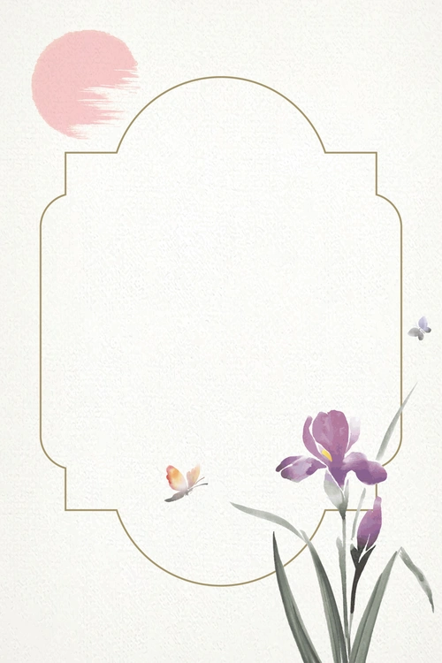 矢量文艺古风边框花卉背景