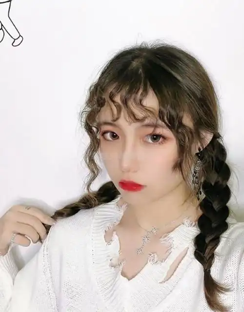 3d羊毛卷刘海假发女圆脸网红泡面卷刘海片自然无痕隐形假发片头帘无