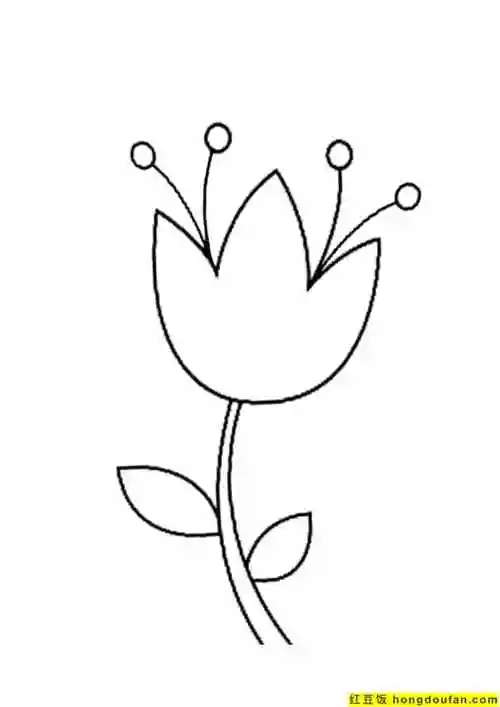 10张用几何形状画漂亮的郁金香小雏菊花朵卡通儿童简笔画