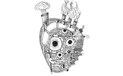 20张黑白机械心脏纹身手稿图案