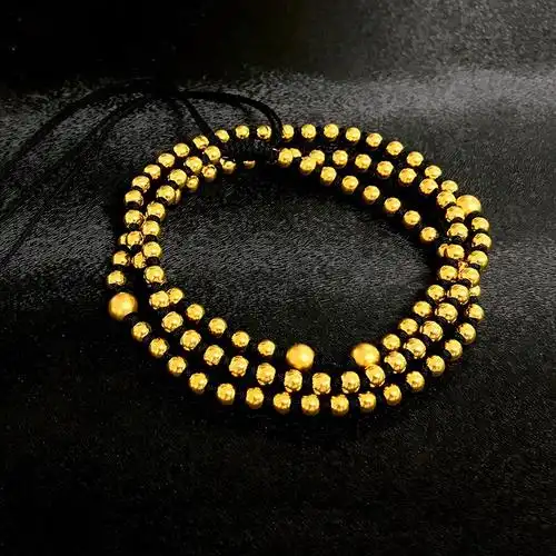 玺阅珠宝足金999古法佛珠项链男士古法项链女黄金项链转运珠小金珠子