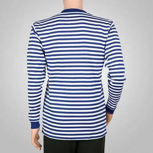 绮罗世界 海军陆战队军训服t恤海魂衫体能训练t恤 经典复古蓝白条纹