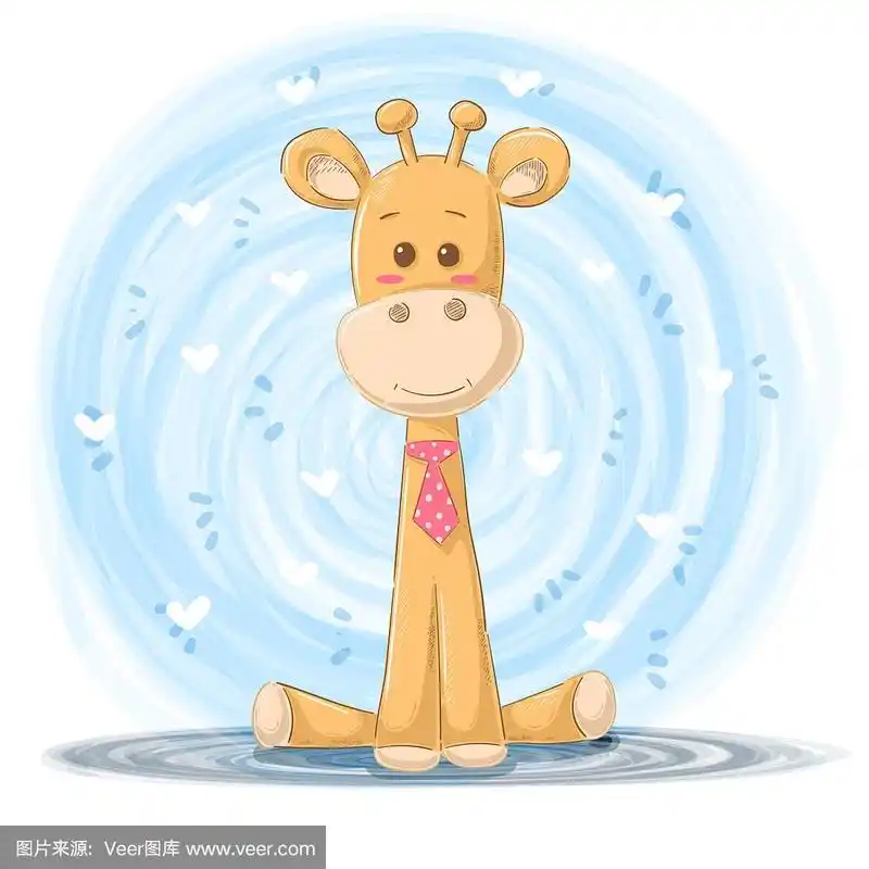 长颈鹿,绘画插图,卡通,可爱的,自然