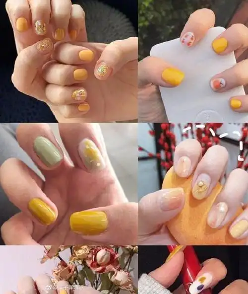 春天就要把阳光涂在指尖!50 组超全黄色系美甲合集,拿去照着做