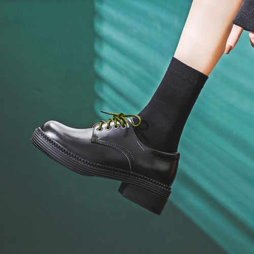 黑色袜子女中筒ins潮配皮鞋春秋季外穿纯色及膝乐福鞋长筒袜长袜