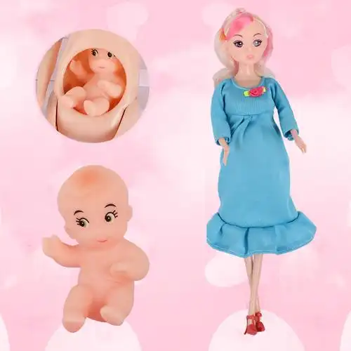 怀孕芭比娃娃生小宝宝单个女孩过家家玩具生日礼物早教益智玩具 新款