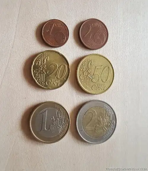 欧元硬币6个合售(总面值3.73欧元)/第2组