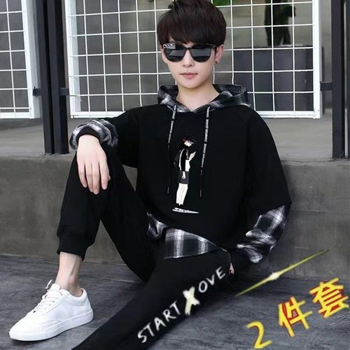 青少年秋季运动套装男孩15岁初中学生棉质卫衣13帅气大童春装外套