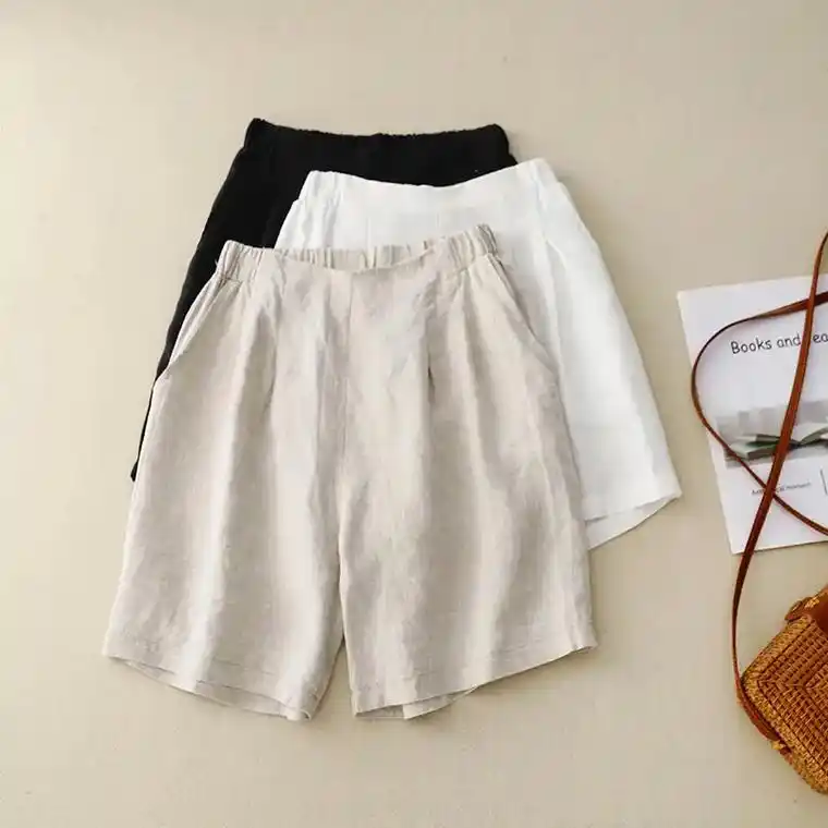 高腰短裤休闲裤文艺女装亚麻裤子胖妈妈大码.40 或将近40的 - 抖音
