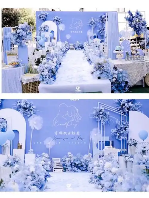 户外小清新婚礼#自家庭院蓝色婚礼#娄底备婚