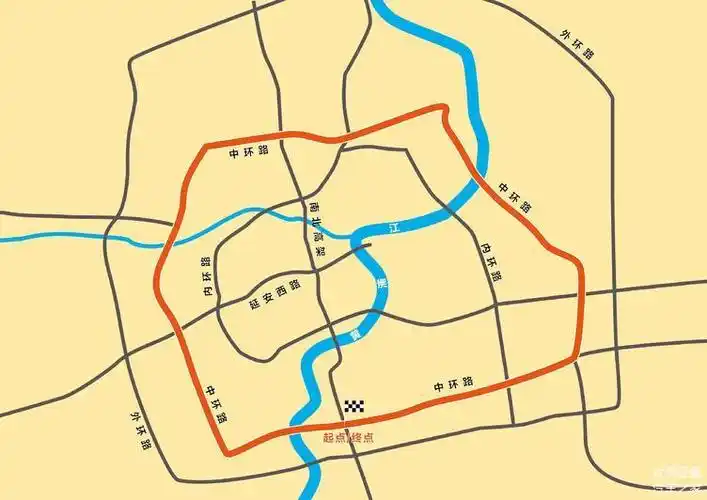 红色线路为上海中环快速路