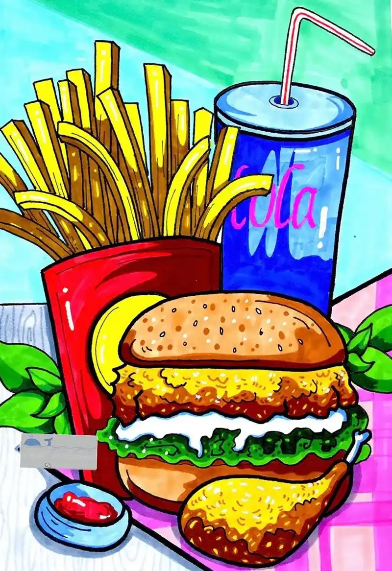 《好吃的汉堡包套餐》创意美术96.一,教学目标 1,通过参考 - 抖音