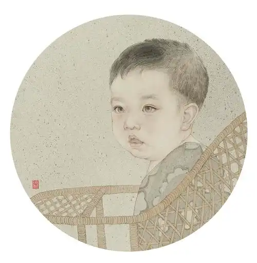 一组儿童肖像系列工笔画