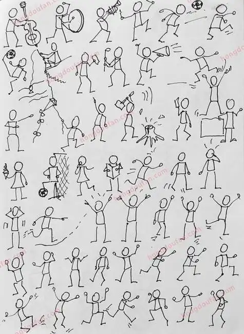 人物动作简笔画骨线式