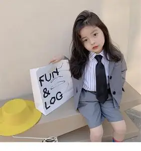 春秋休闲外套女孩套装女大童秋装洋气时尚10男女童夏套装小西装恤衫宝