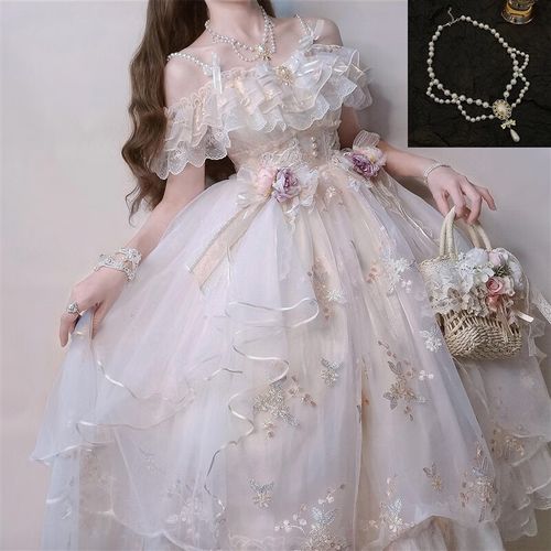 花神芙洛拉lolita正品花嫁洛丽塔连衣裙jsk吊带裙原创设计婚纱女 全套