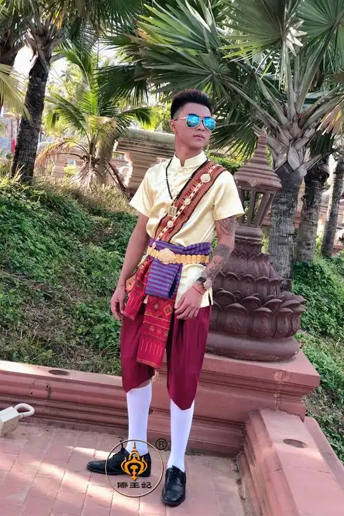 傣王妃服饰泰国休闲男装傣族泼水节服装套装夏季民族服装