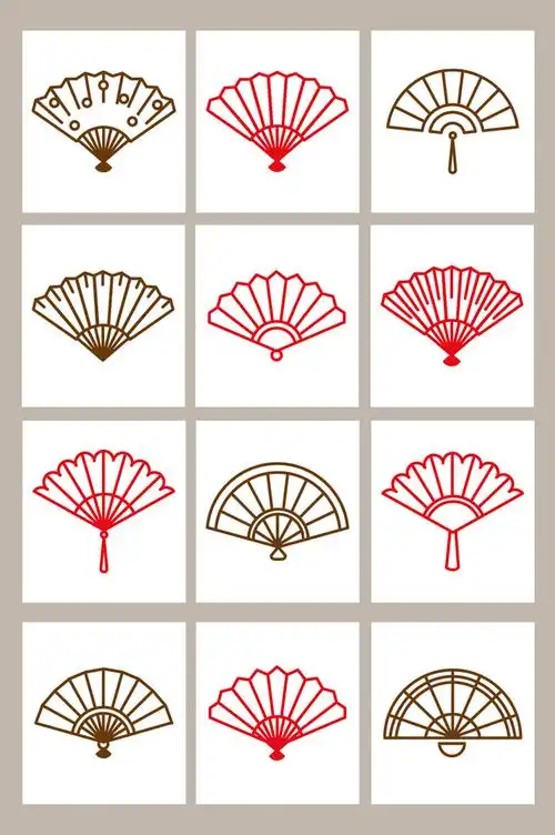 简笔画线条扇子元素矢量图形生活简笔画古风扇子简笔画扇子简笔画