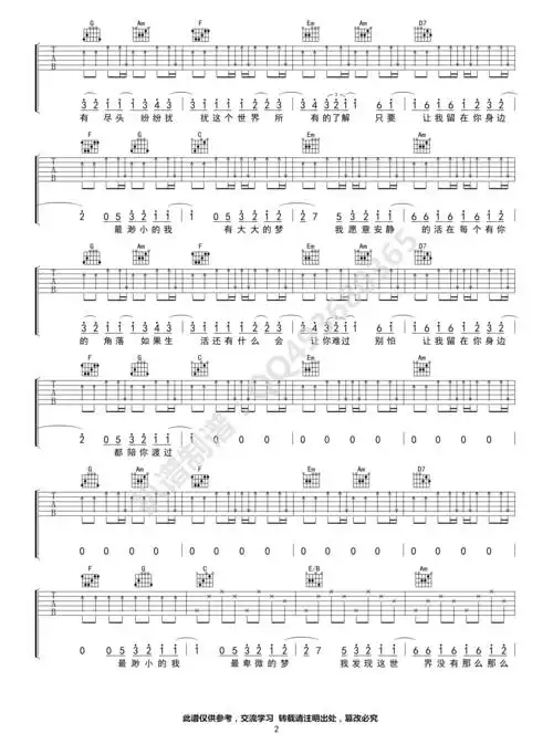 陈奕迅让我留在你身边弹唱吉他谱