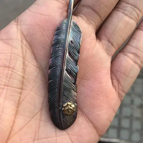 高桥吾郎羽毛吊坠纯银羽毛吊坠goros羽毛