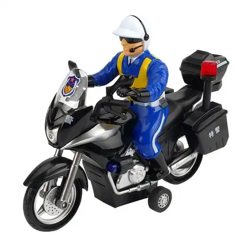 合金仿真声光摩托车儿童玩具警察巡逻摩托金属回力模型仿真小模型