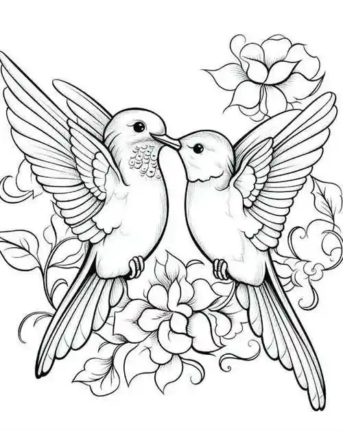 双飞鸟手绘线稿,收藏备用