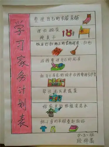 劳动计划表原来我的爸爸妈妈每天在家里要做这么多的家务啊,那我们是